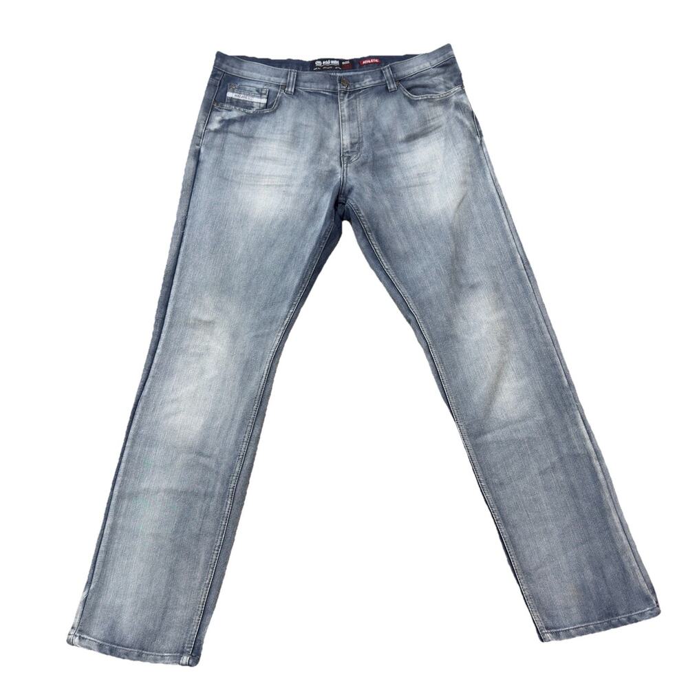 Ecko Unltd Athletic Fit Light Wash Faded Stretch‎ Denim Jeans Straight Leg 38